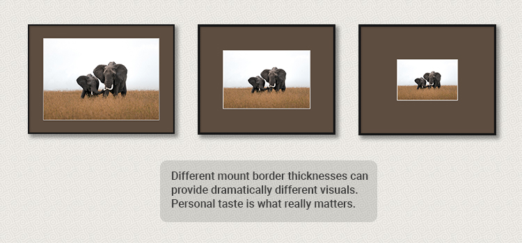 Different picture mount border thicknesses example